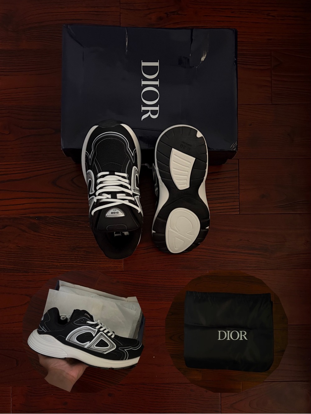 Christian Dior B30s | Black and White Mesh & Leather (Size 7)